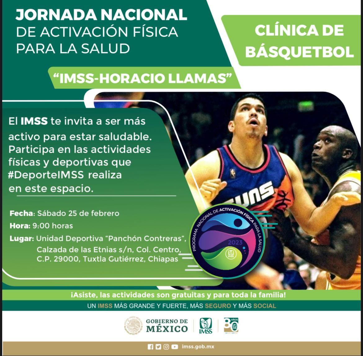 Invita IMSS Chiapas a clínica gratuita de Básquetbol con Horacio Llamas, ex  jugador de la NBA - Sin Fuero