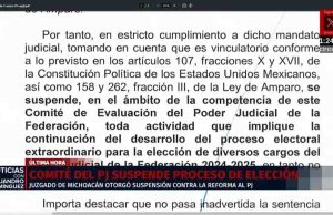 Comité de Evaluación del Poder Judicial suspende actividades relacionadas con elección de juzgadores