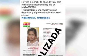 Encuentran sin vida a niña reportada como desaparecida en Mapastepec